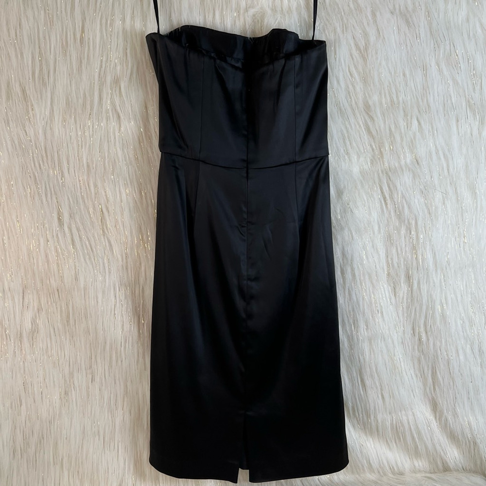White House Black Market Womens Sheath Dress Slit Ruched Strapless Zip 2 - Picture 2 of 6